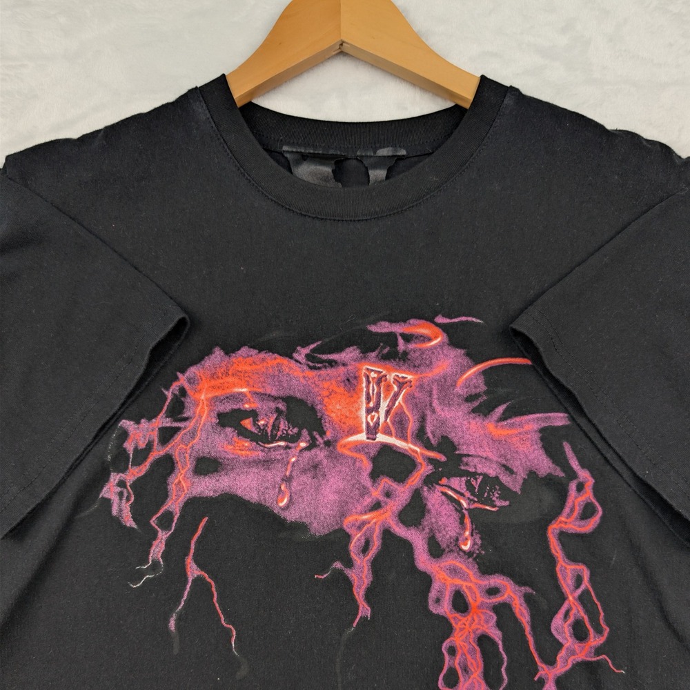 Vlone T-Shirt Men's Medium Black Lightning Eyes Graphic NBA Youngboy Streetwear